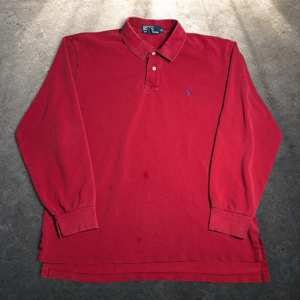 Polo Ralph Lauren Red Long Sleeve Polo Shirt Vintage Baggy Y2K Skater Size XL